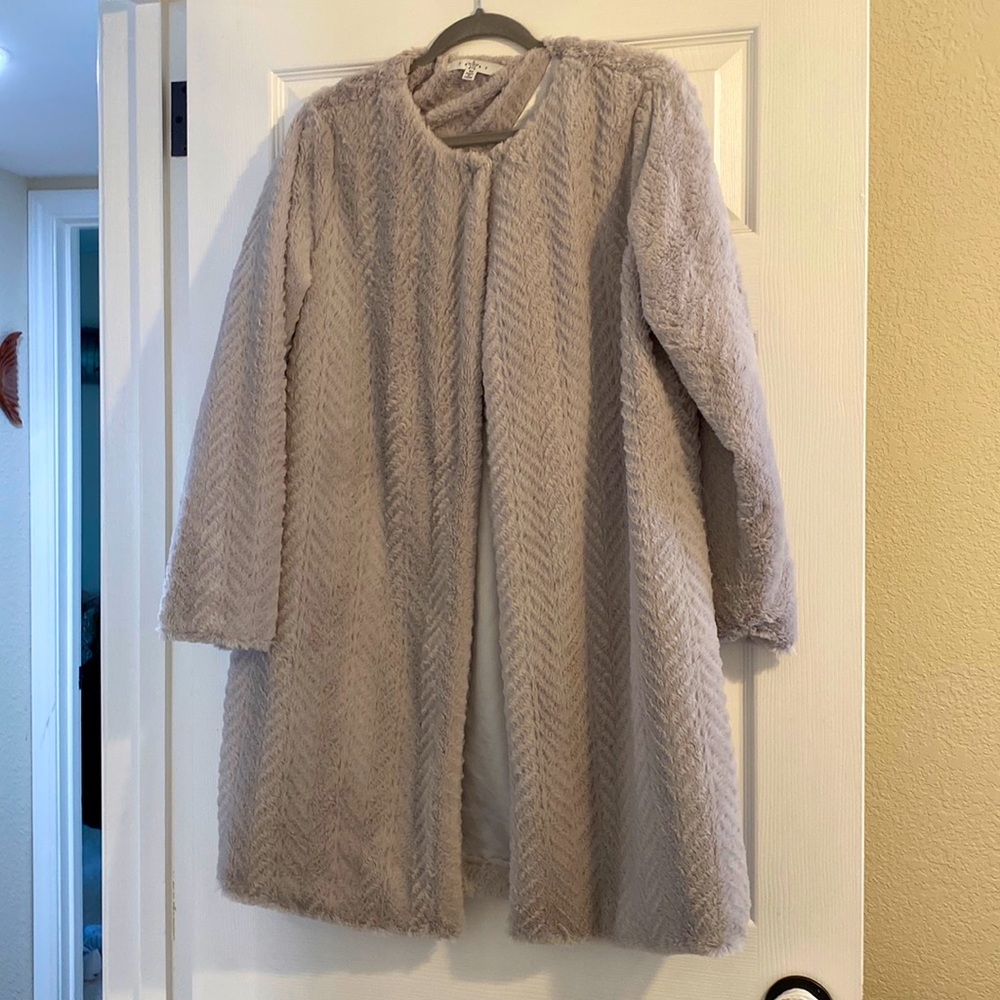 Grey faux fur coat